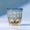 Velmira Classic Daisy Prism crystal glass 320ml blue cut pattern tumbler