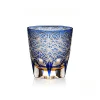 Colored crystal glasses collection blue green amber set