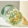 Hand cut crystal glass green gold reflection bottom detail