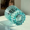 Aqua crystal glass with starburst base luxury whiskey tumbler