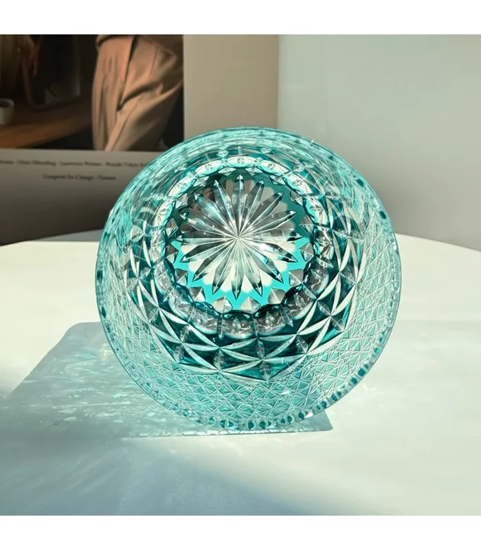 Bottom view crystal glass geometric prism pattern luxury design