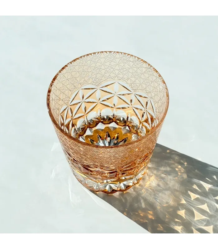 Warm tone crystal glass with prism light reflection