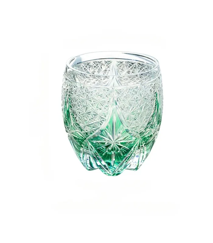 Velmira Classic Kira crystal glass 320ml green cut tumbler